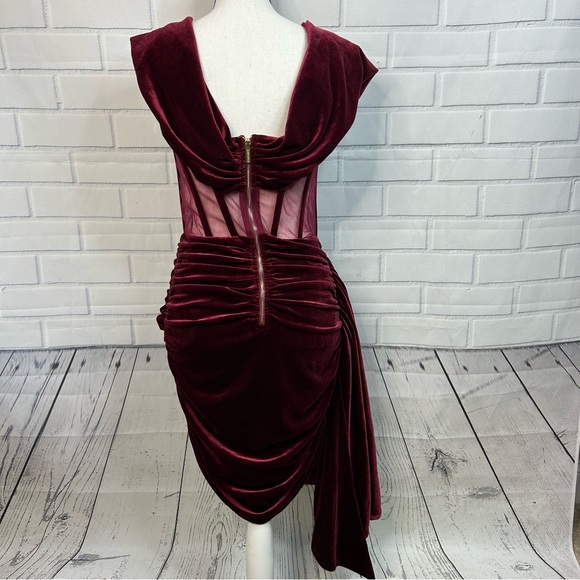 Miss Circle Irisa Burgundy Draping Off Shoulder Corset Dress size Large - Picture 7 of 12